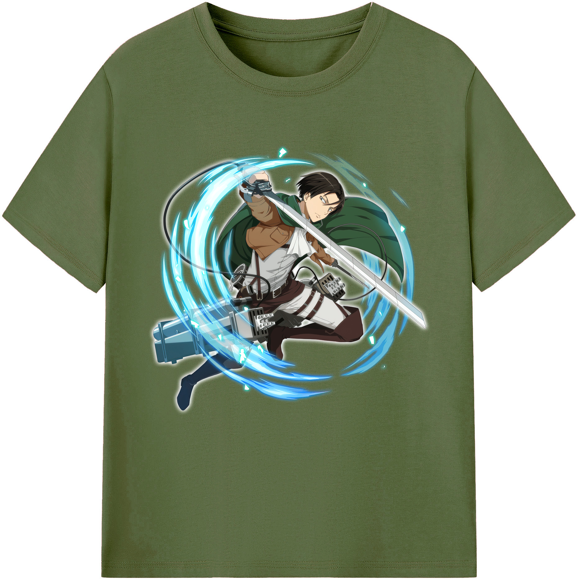 （画像用） 進撃の巨人 リヴァイ·アッカーマン Attack on Titan Levi Ackerman 綿100％半袖Tシャツ（フロントプリント）